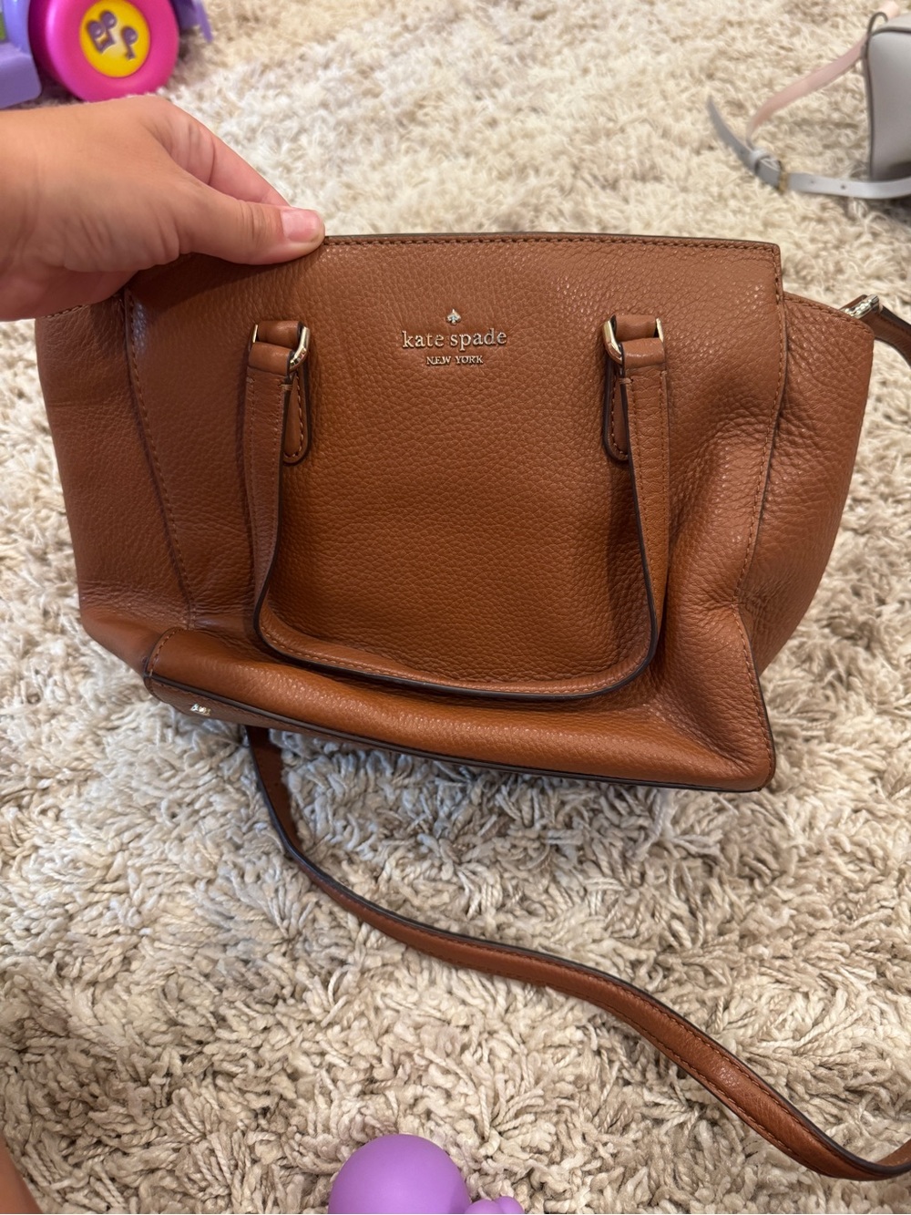 NWT kate spade Tan Pebbled Leather Satchel with Crossbody Strap
